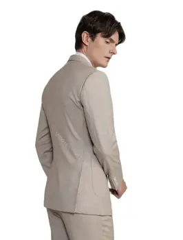 Классический мужской костюм Абрикосового цвета, удобное свадебное платье для мужчин, смокинг жениха, 2 предмета, приталенные мужские костюмы, комплект из пиджака и брюк 2022 г.