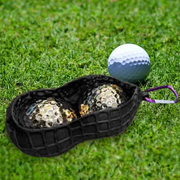 Держатель мяча для гольфа в форме арахиса, с двойными отверстиями, чехол для мяча для гольфа с крючком, Переносная защитная сумка, аксессуары для держателя мяча