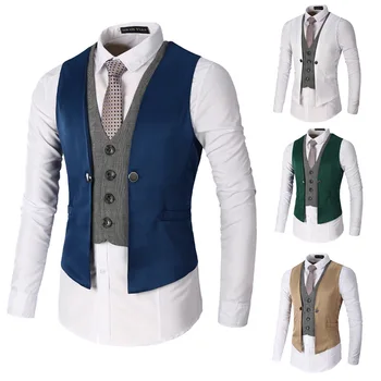 Модный повседневный британский стиль, клетчатая строчка, Двойная планка, Новейший дизайн, мужской жилет, куртка/Мужской деловой приталенный жилет