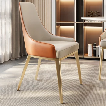 Обеденный стул Nordic из искусственной кожи для кухонной мебели, спинка обеденных стульев для отдыха, легкий Роскошный обеденный стул для ресторана