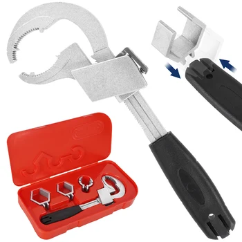 4-в-1 Ключ для ванной Универсальный Регулируемый Многофункциональный Ключ с двойной головкой, гаечный ключ для водопроводной трубы, Ручной инструмент для ремонта крана в ванной комнате