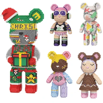 Строительные блоки BearBricks, Рождественский Карамельный цвет, Жидкий Арт-Медведь, 46 см, Собранная модель, Креативные Волшебные Кирпичи, Игрушки для Детей