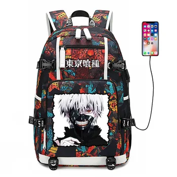Рюкзак Tokyo Ghoul Kaneki Ken с USB-портом, сумка-рюкзак со змеиным узором, школьные сумки для подростков, дорожная сумка для ноутбука