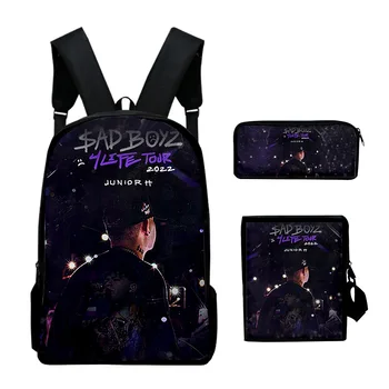 Новинка в стиле харадзюку, поп-певица Junior H, 3 шт./компл., рюкзак для школьников с 3D-принтом, рюкзак для ноутбука, сумка через плечо, пенал