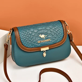 Модная однотонная сумка из искусственной кожи, мини-сумка через плечо, имитирующая Крокодиловую кожу, Роскошная дизайнерская сумочка в тон.