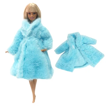NK 1x Синее кукольное шерстяное пальто Благородная зимняя одежда Модное платье Аксессуары Одежда для куклы Барби Кукольный домик Детская игрушка для девочек