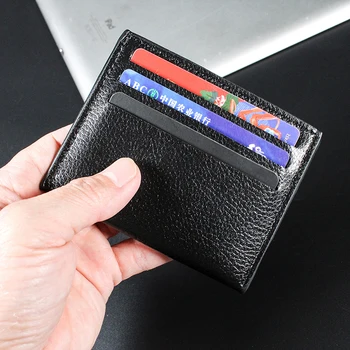 Мужской кожаный тонкий кошелек, удостоверение личности, деньги, Кредитная карта, тонкий держатель, органайзер для карманов для денег