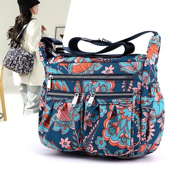 Женская повседневная сумка через плечо в пасторальном стиле, тканевая сумка через плечо, нейлоновая водонепроницаемая сумка, Женская сумка-мессенджер для покупок, путешествий