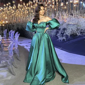 Элегантное вечернее платье из милого зеленого атласа, сшитое на заказ, Бальное платье с короткими рукавами, платья для выпускного вечера для женщин