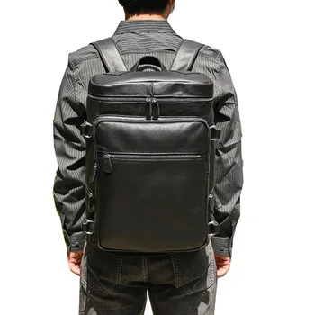 Новый мужской рюкзак для путешествий на открытом воздухе из натуральной кожи, Воловья кожа Большой емкости, Модный школьный рюкзак для мальчиков, Деловая Мужская сумка для ноутбука