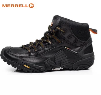 Мужские походные ботинки Merrell, обувь с надписью, профессиональные нескользящие кроссовки для скалолазания, альпинизма, Полностью черные спортивные кроссовки на открытом воздухе