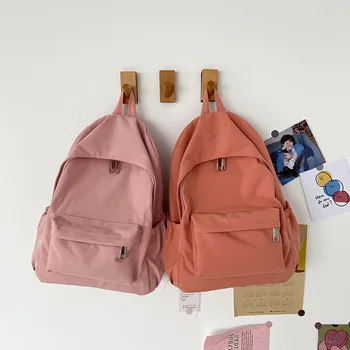 Японский женский рюкзак, однотонная школьная сумка для девочек, Рюкзаки простого дизайна для хранения, дорожные рюкзаки большой емкости.