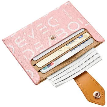 Ультратонкий модный держатель для кредитных карт для женщин, мужчин, Маленький кошелек с буквенным принтом, кожаный мини-засов, сумка для монет, футляр для карт, тонкий кошелек