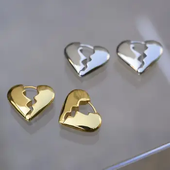 Глянцевые металлические серьги-сердечки с преувеличением Винтажный подарок на День Святого Валентина Ювелирные изделия Модные Аксессуары