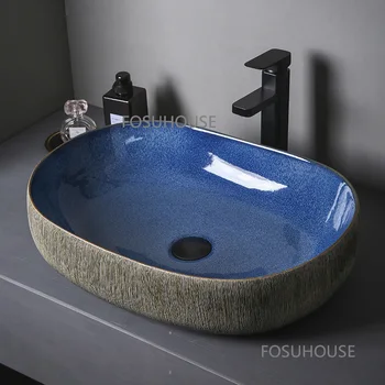 Современный керамический таз; Большой овальный таз для ванной комнаты с защитой от брызг; Европейский Креативный Дизайнерский таз для домашней мебели для ванной комнаты.