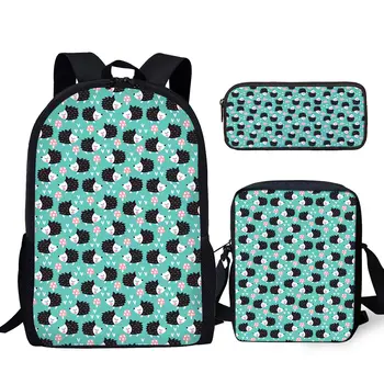 YIKELUO, дизайн мультяшного ежика, прочный брендовый рюкзак, подростковая сумка для ноутбука, сумка-мессенджер на молнии, повседневный пенал Mochilas.