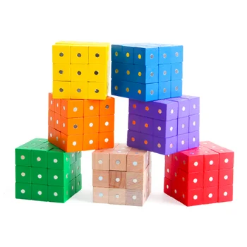 10шт магнитных кубиков 2X2 см, красочные деревянные строительные блоки, игра, деревянная игрушка, геометрическая форма, цветные обучающие игрушки для детей