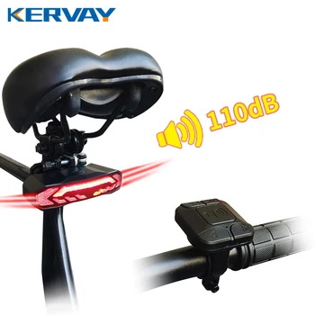 Задний светодиодный фонарь для велосипеда Kervay Задний фонарь для велосипеда с указателями поворота, Водонепроницаемая сигнализация для предупреждения о безопасности в горах, Тормозные задние фонари
