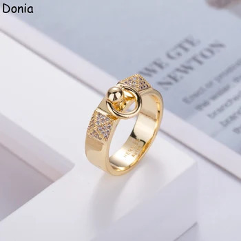 Ювелирные изделия Donia европейской и американской роскоши, модное роскошное кольцо с заклепками из меди AAA с цирконом, ювелирное кольцо в стиле хип-хоп