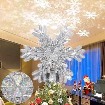 Проектор для рождественской елки, проектор для снежинок с проекцией вращающейся звезды для декора Рождественской елки в помещении