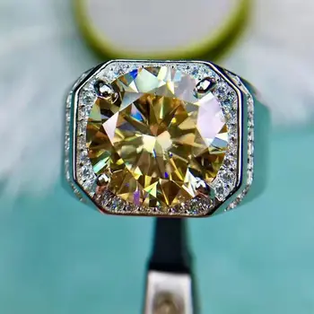 Мужское кольцо из желтого золота 10 карат с круглым золотым кольцом диаметром 16 мм с восемью сердцами и восемью стрелами в подарок