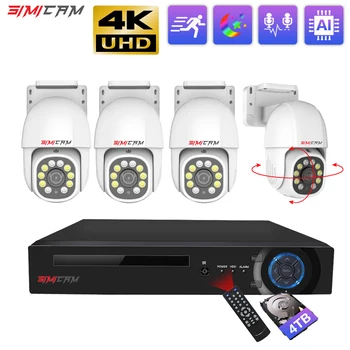 Комплект Видеонаблюдения 4K 8CH NVR Cctv Camera Security System 4PCS 8MP/2MP POE PTZ Set Водонепроницаемый Аудио Ночного Видения Для Улицы