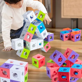 Строительные блоки, игрушки для детей, развивающие игрушки Монтессори, Собранный блок, геометрически изменяемый призрачный куб, игрушки-головоломки 