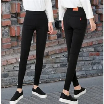 Женские эластичные узкие брюки-карандаш с высокой эластичной талией, черные узкие брюки, брюки с карманом, модные джинсы, леггинсы, уличная одежда