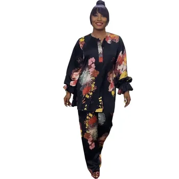 Felyn 2023 Высококачественный Новый дизайн, женский комплект из 2 предметов, блузка с цветочным принтом и длинные брюки, летняя пляжная одежда