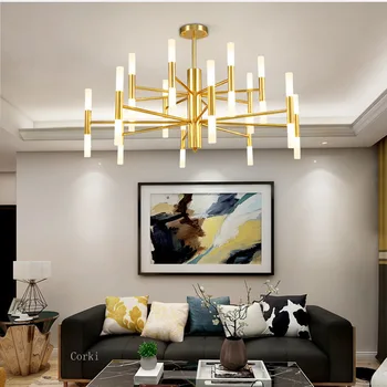 Современная дизайнерская светодиодная люстра из черного золота Потолочный подвесной светильник в стиле ар-деко для кухни подвесной светильник для гостиной Спальни на чердаке