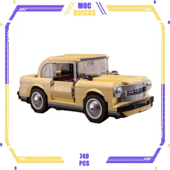 MOC Building Block Classics Yellow Vintage Coupe Модель Автомобиля Технология Кирпичей DIY Assembly Vehicle Игрушки Детские Праздничные Подарки