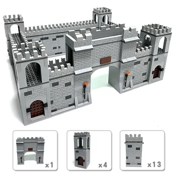 Строительные блоки MOC DIY Средневековый военный Собранный замок Древняя Карета Городская стена Угловая башня Военная модель Игрушки для подарков