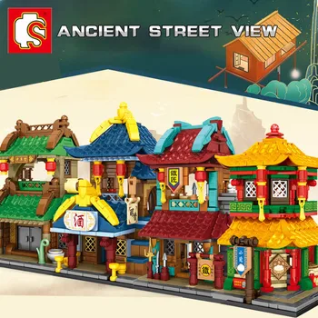 SEMBO Mini City Строительные блоки с видом на древнюю улицу, китайская культура, традиция, Архитектурная модель, сборка своими руками, развивающие игрушки