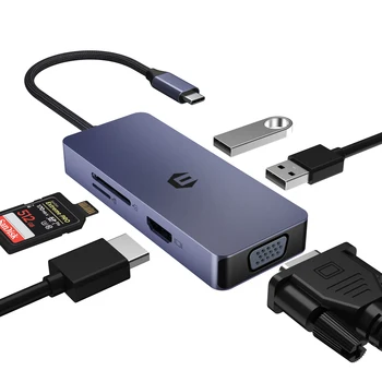 Концентратор USB C, Адаптер USB C для MacBook HDMI, Адаптер OTAITEK 6 в 1 Type C с 4K HDMI, Несколько портов USB 3.0 USB-A для MacBook Air,