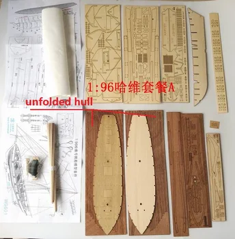 Бесплатная доставка, обновленная версия, комплект моделей деревянных лодок Sacle 1/96 HARVEY 1847, все латунные пистолеты и швартовные собаки