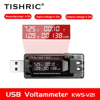 TISHRIC USB Адаптер для проверки текущего напряжения USB-тестер Текущее Напряжение Зарядное Устройство Тестер емкости Вольтметр Дисплей
