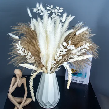 Натуральная сушеная пампасная трава Бонке Подарочные цветочные композиции Украшения из пампасов для свадьбы в стиле бохо Домашний декор искусственный