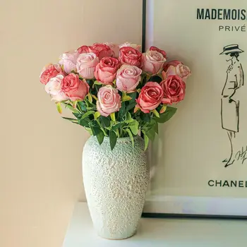 2шт/5шт Шелковая ткань из болгарской розы, искусственный цветок, высококлассный букет для дома, украшения для гостиной.