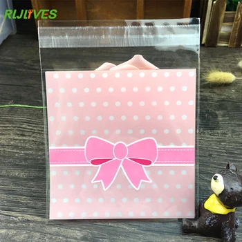 RLJLIVES 100шт Печенье с мультяшным галстуком-бабочкой для вечеринки, пакеты для печенья, Самоклеящиеся Свадебные Целлофановые пакеты для торта, Подарочные пакеты для конфет
