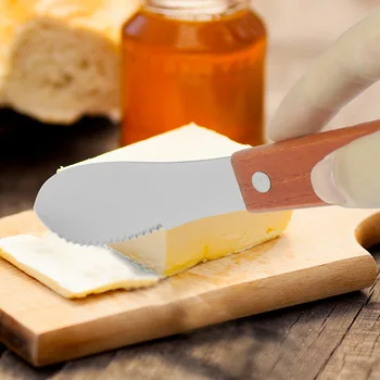 Нож для масла с деревянной ручкой Кухонные инструменты Нож для сыра Нож для варенья Нож для пиццы Колесный нож для пиццы