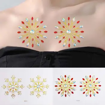 Сексуальная наклейка на грудь с кристаллами для женщин, наклейки с татуировками из смолы, самоклеящиеся наклейки со стразами, боди-арт для карнавальной вечеринки