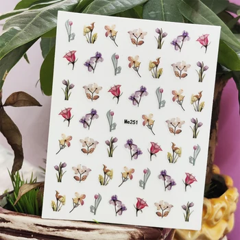 3D наклейки для ногтей Цветная лилия Тонкий Весенний цветочный дизайн Художественное оформление ногтей Наклейки для маникюра Слайдеры Фольга для ногтей Аксессуары