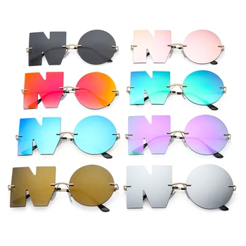 Уличная одежда для вечеринок из металла UV400 Женские солнцезащитные очки с надписью NO Солнцезащитные очки в тренде