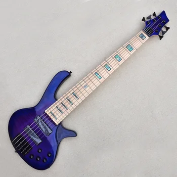 5-Струнная электрическая бас-гитара с фиолетовым корпусом, черная фурнитура, кленовый гриф, предоставляем индивидуальные услуги