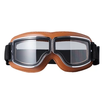 Мотоциклетные очки Винтажные кожаные очки пилота для верховой езды, Скутеры, квадроциклы, Внедорожные очки с защитой от царапин и пыли