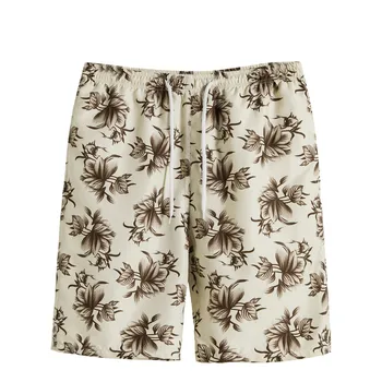 Гавайские винтажные плавки, Быстросохнущие пляжные шорты с цветочным принтом, летние дышащие Тонкие шорты Для мужской пляжной одежды Pantalones Cortos