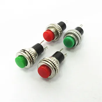 10 шт./лот, маленький кнопочный переключатель 10 мм, DS-316, DS-314, без замка, с самовосстановлением, красный и зеленый