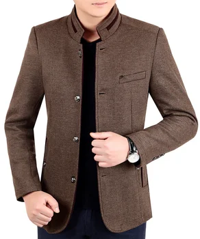 Осенне-зимнее шерстяное пальто Для мужчин, длинные шерстяные пальто для отдыха, мужские однотонные деловые Повседневные модные куртки, мужские шерстяные пальто, верхняя одежда