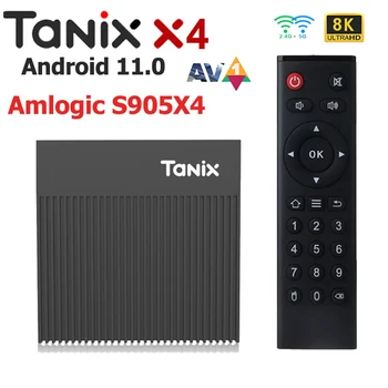 Tanix X4 TV BOX Android 11x4 TVBOX BAmlogic S905X4 4GB32GB 5G Wifi BT4.0 Умный Быстрый медиаплеер 8K Телеприставка Приставочная консоль
