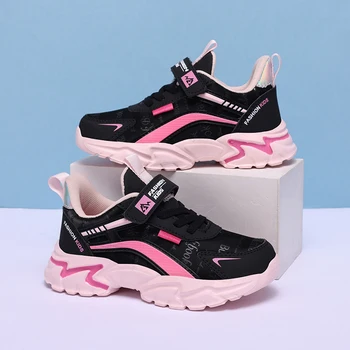 Детские кроссовки Спортивная обувь для девочек Модная детская обувь из искусственной кожи Легкие Милые Розовые Повседневные Теннисные кроссовки для девочек